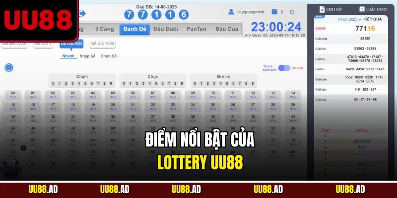 Điểm nổi bật của lottery UU88